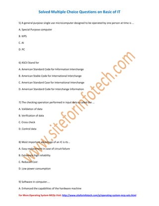 Basic IT Multiple Choice Questions | PDF