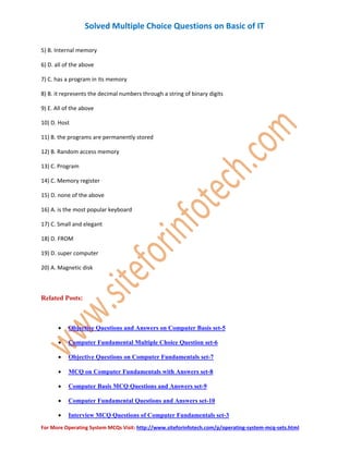 Basic IT Multiple Choice Questions | PDF