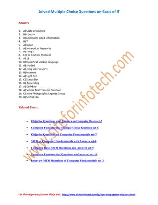 Basic IT Multiple Choice Questions | PDF
