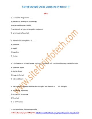 Basic IT Multiple Choice Questions | PDF