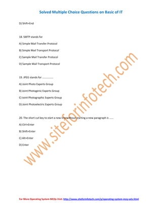 Basic IT Multiple Choice Questions | PDF