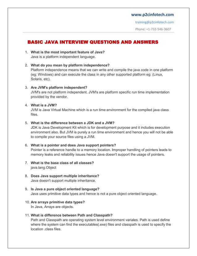 Basic java important interview questions and answers to secure a job ...