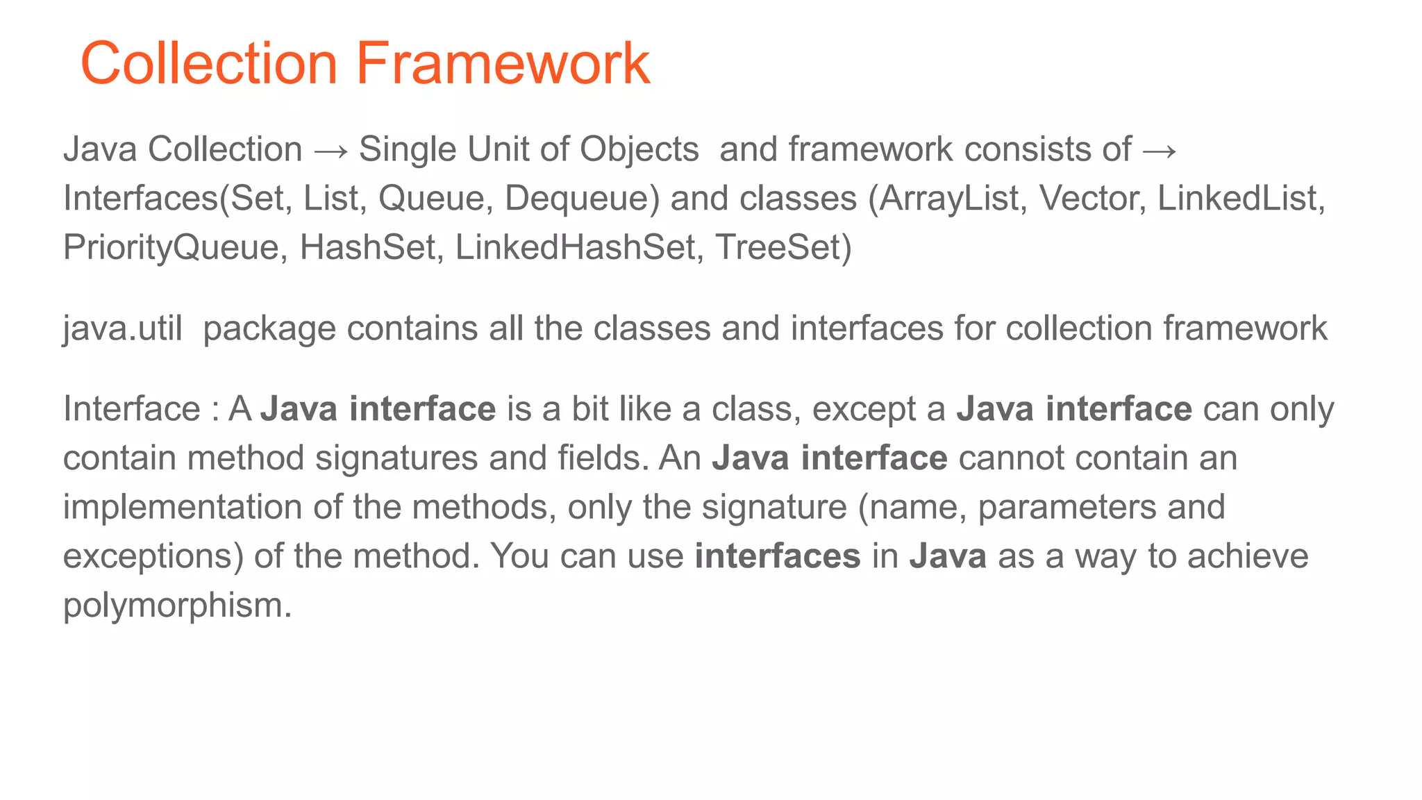 Basic java, java collection Framework and Date Time API | PPT