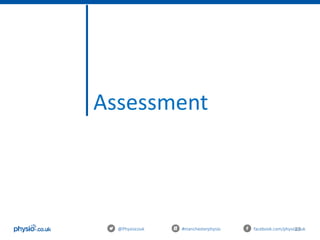 23
Assessment
@Physiocouk #manchesterphysio facebook.com/physiocouk
 