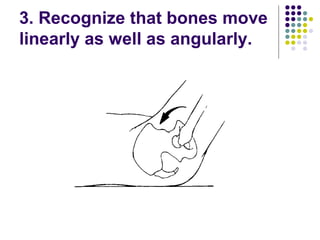3. Recognize that bones move
linearly as well as angularly.
 