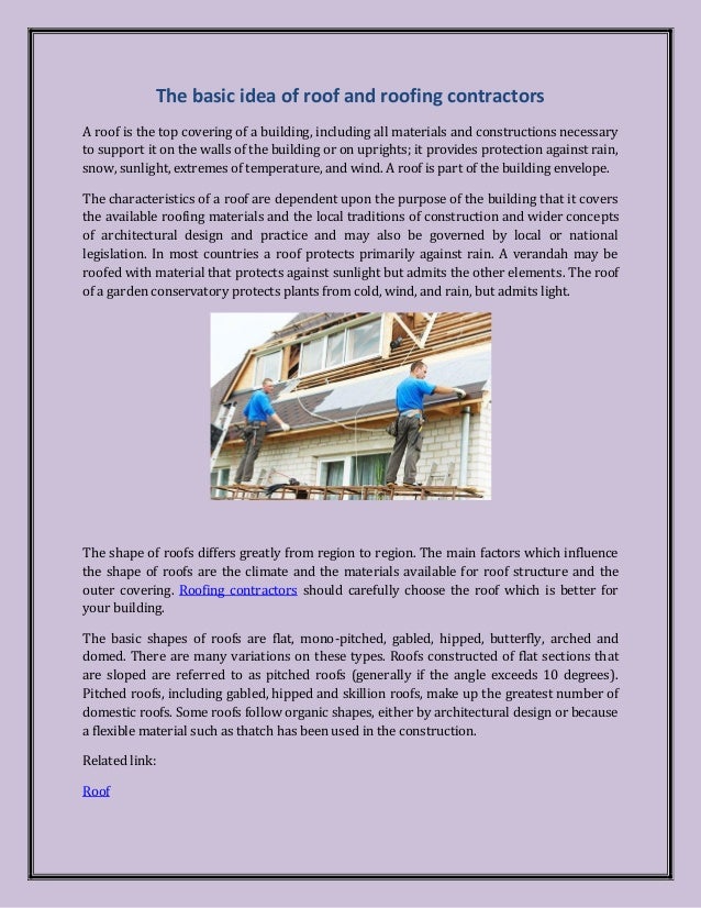 Basic knowledge of roof and roofing contractors