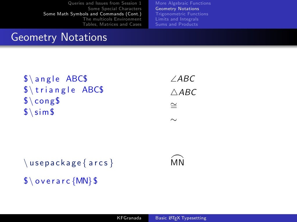 Basic Latex Typesetting Session 2