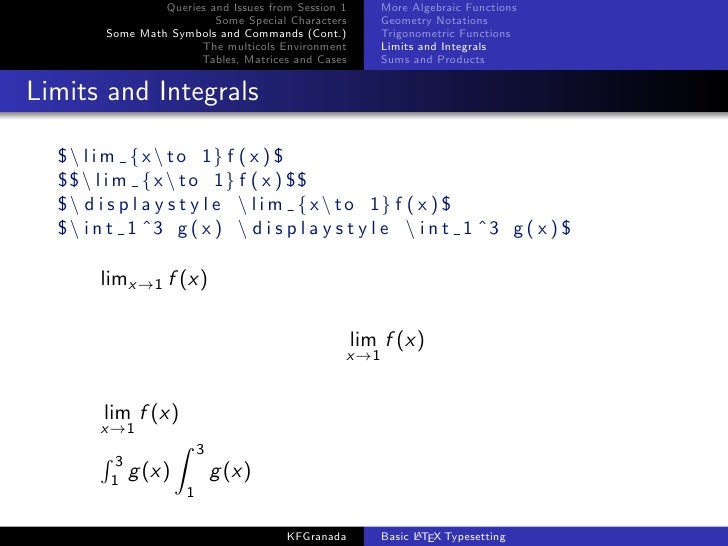 Basic Latex Typesetting - Session 2