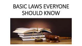 BASIC LAWS EVERYONE
SHOULD KNOW
 