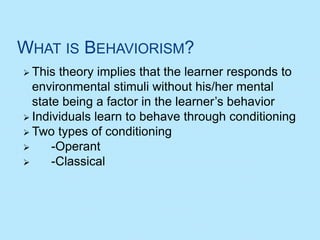 Basic learning theories | PPTX