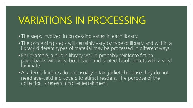 Basic Library Procedures: Processing Library Materials