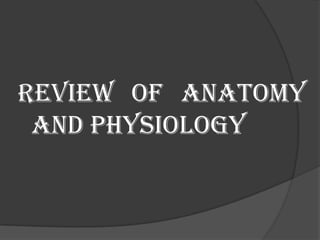 REVIEW OF ANATOMY
 AND PHYSIOLOGY
 