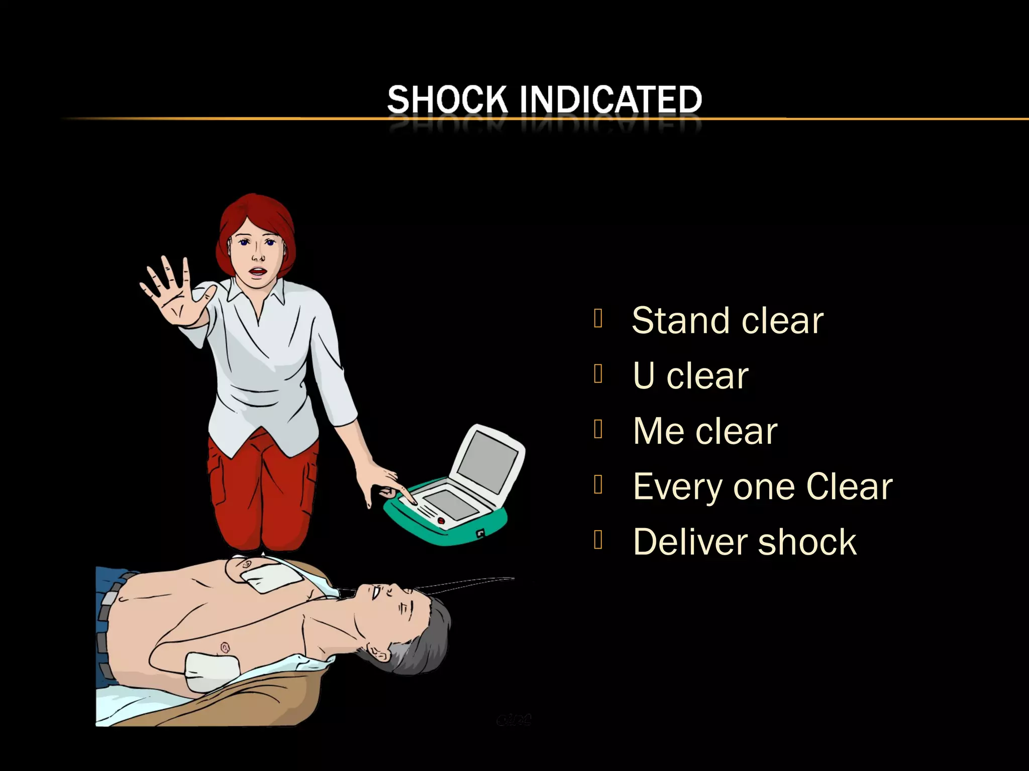  Stand clear 
 U clear 
 Me clear 
 Every one Clear 
 Deliver shock 
 