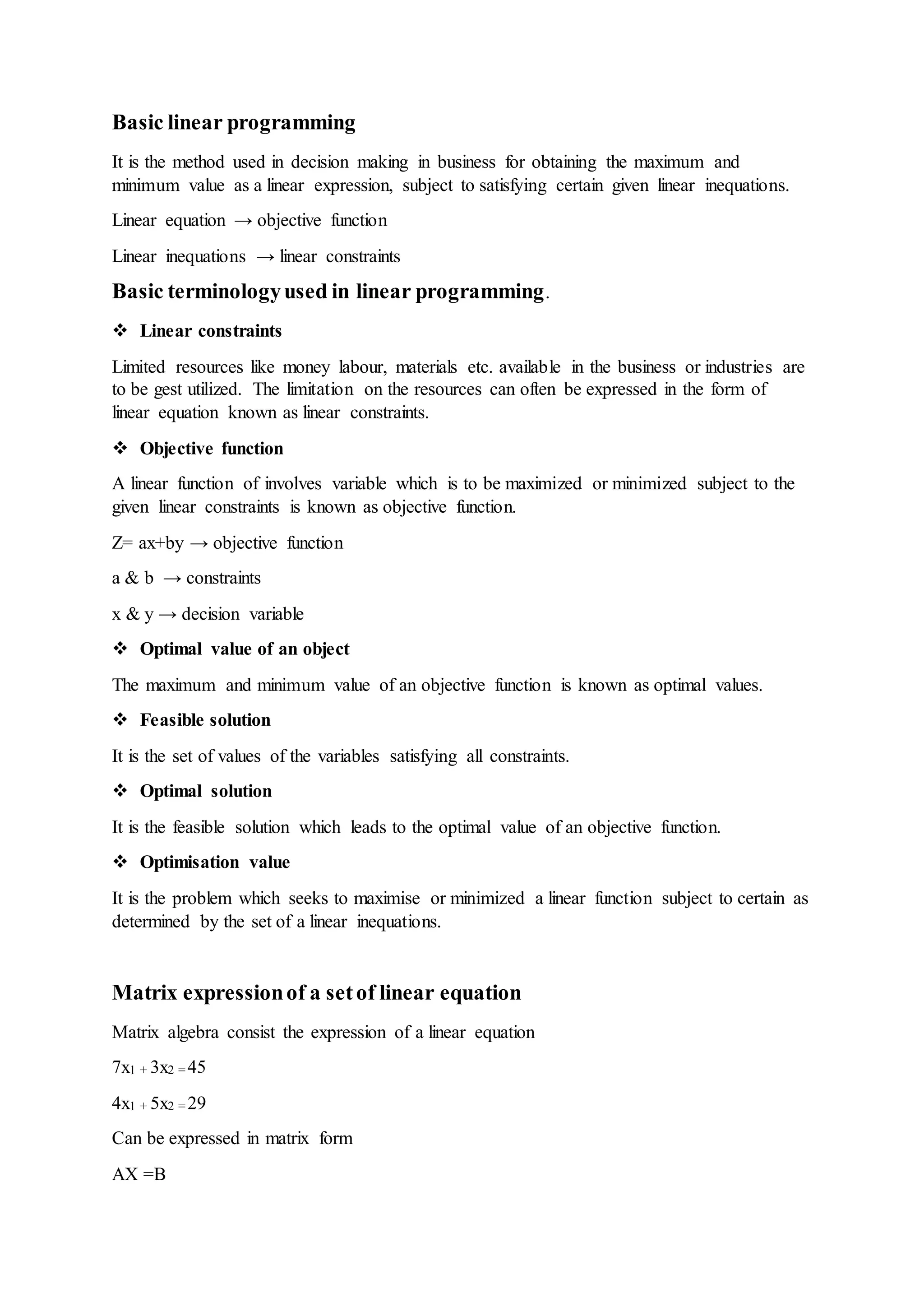 Basic linear programming | PDF