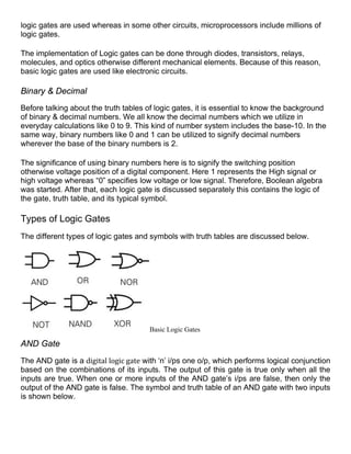 Basic Logic Gates with Truth Tables.pdf | Programming Languages | Computing