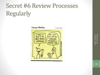 Secret #6 Review Processes
Regularly
JudithLindenau
jwlconsulting
18
 