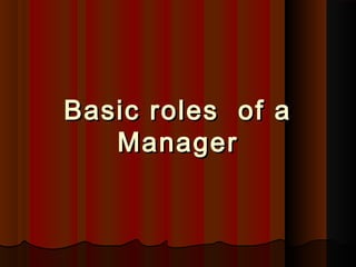 Basic roles of aBasic roles of a
ManagerManager
 