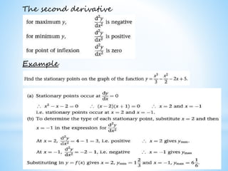 Worked examples and exercises are in the text
The second derivative
Example
 