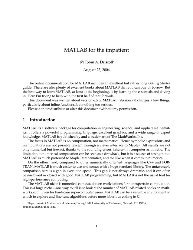 Basic matlab for beginners | PDF | Programming Languages | Computing