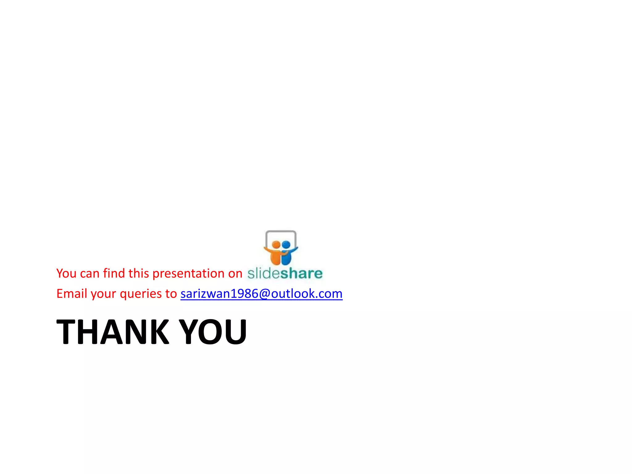 THANK YOU
You can find this presentation on
Email your queries to sarizwan1986@outlook.com
 