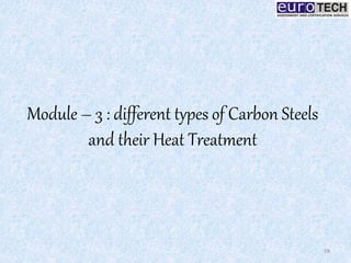 Module – 3 : different types of Carbon Steels
and their Heat Treatment
28
 