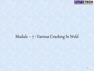 Module – 7 : Various Cracking In Weld
80
 