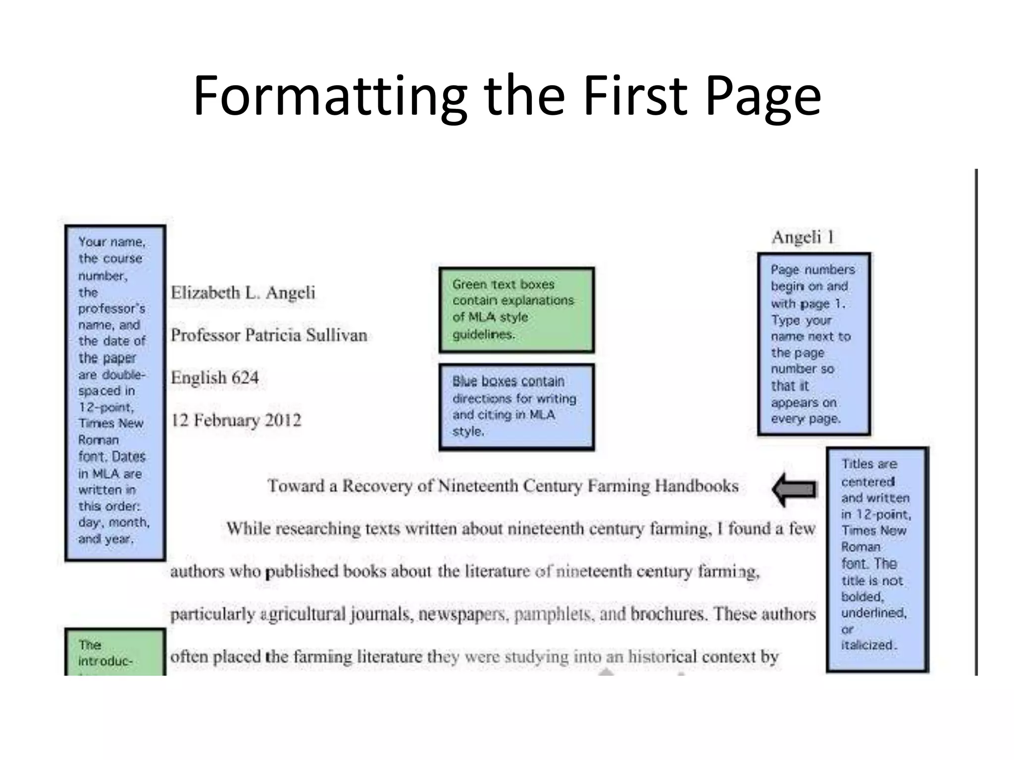 Formatting the First Page
 