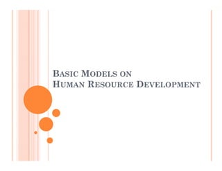 BASIC MODELS ON
HUMAN RESOURCE DEVELOPMENT
 