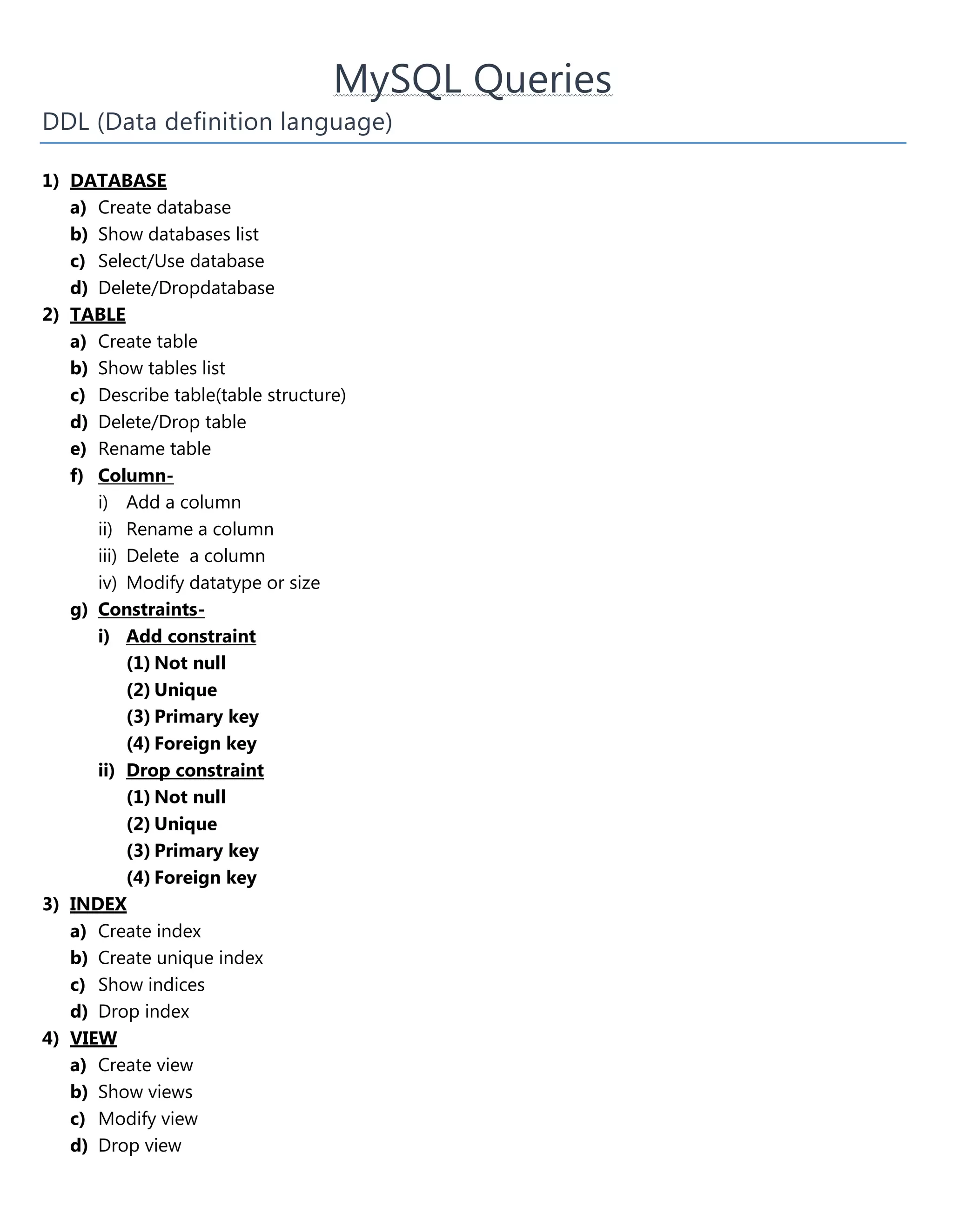 Basic MySQL queries | PDF | Free Download
