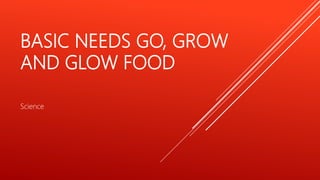BASIC NEEDS GO, GROW
AND GLOW FOOD
Science
 