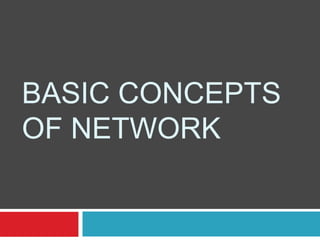 BASIC CONCEPTS
OF NETWORK
 