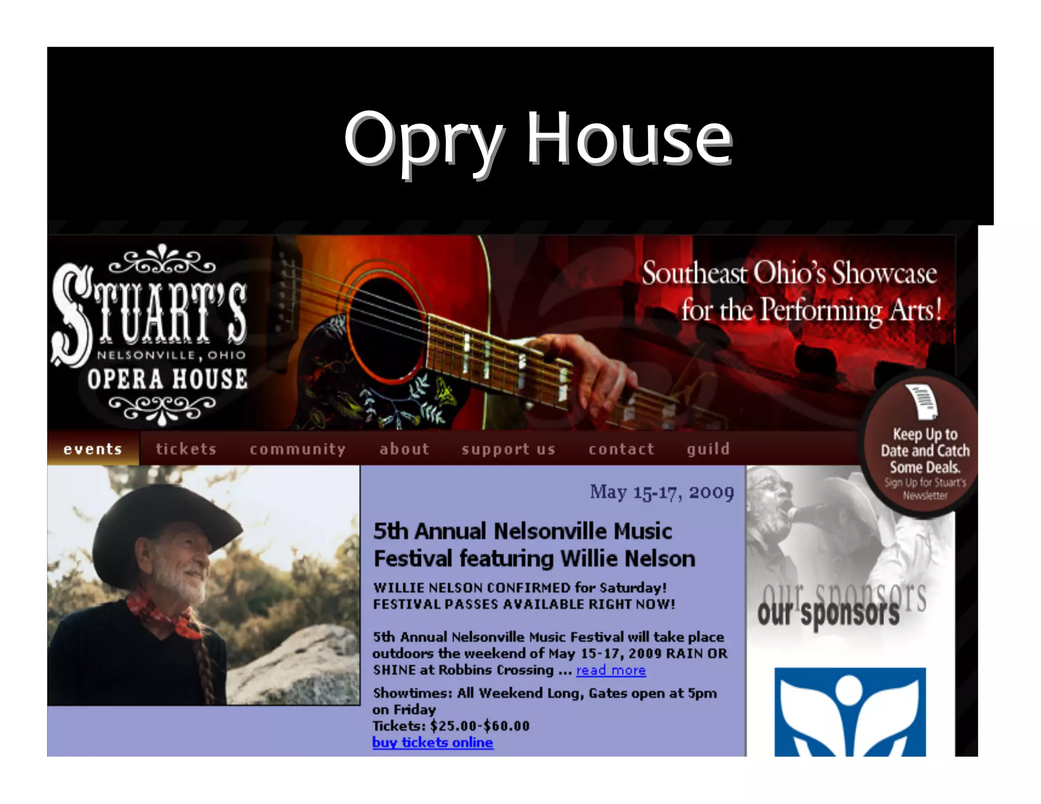  	
  Opry	
  House
        Opry	
  House




   Nelsonville	
  Public	
  Square	
  on	
  Final	
  Fridays
 