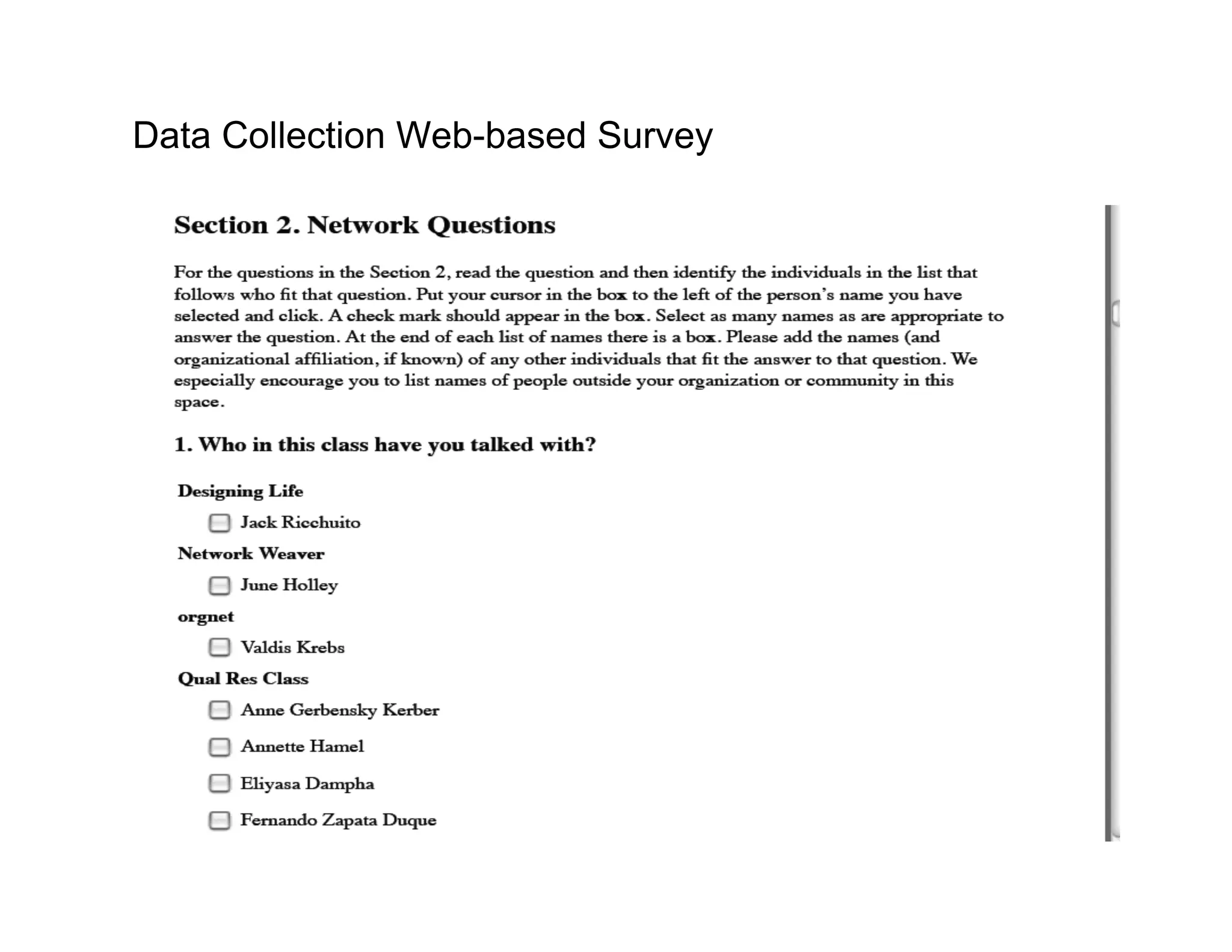 Data Collection Web-based Survey
 