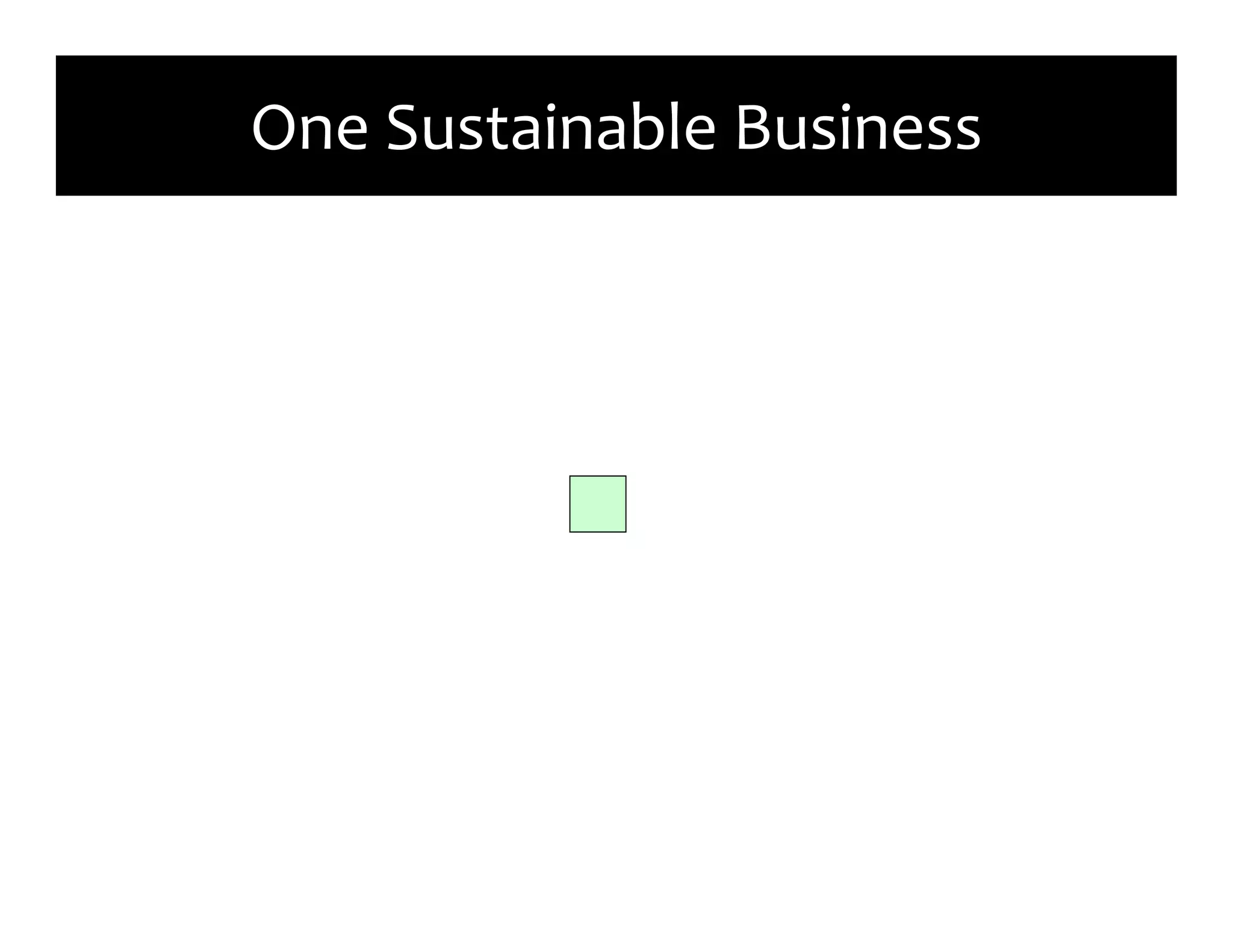 One	
  Sustainable	
  Business
        One	
  Business
 