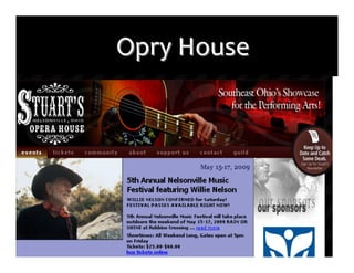  	
  Opry	
  House
        Opry	
  House




   Nelsonville	
  Public	
  Square	
  on	
  Final	
  Fridays
 