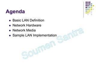 Agenda
 Basic LAN Definition
 Network Hardware
 Network Media
 Sample LAN Implementation
 