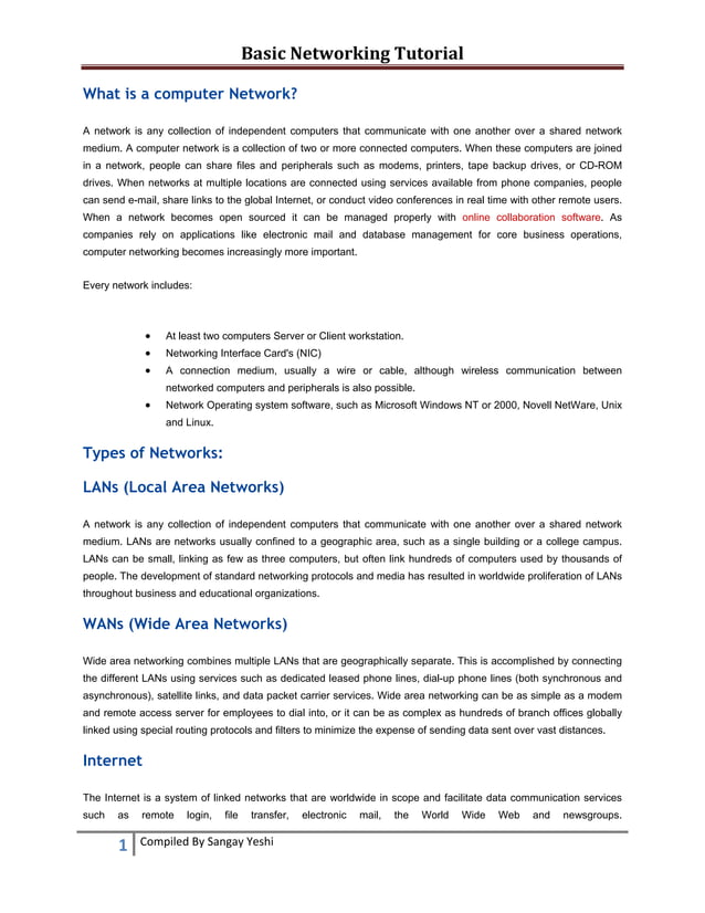 Basic networking tutorial | PDF