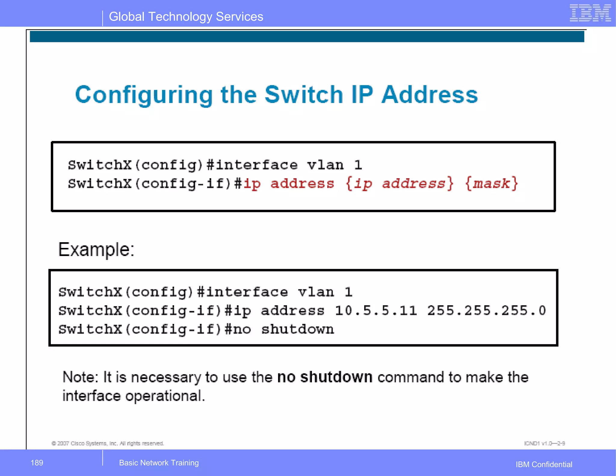 Global Technology Services
IBM ConfidentialBasic Network Training189
 