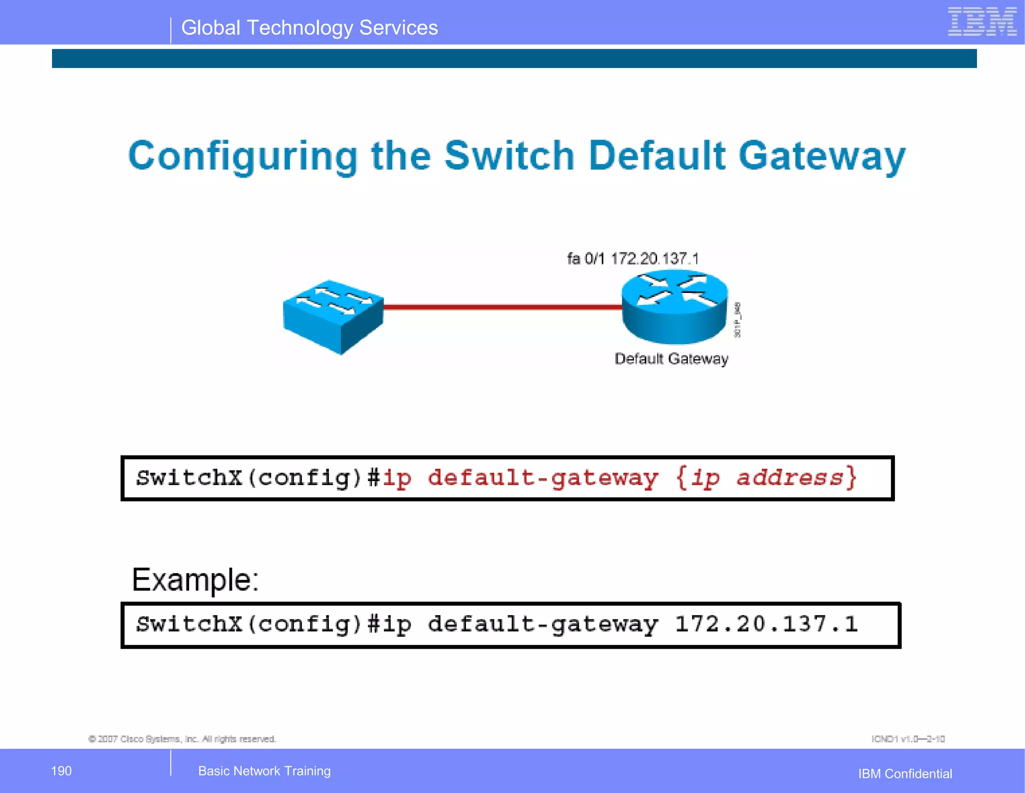 Global Technology Services
IBM ConfidentialBasic Network Training190
 