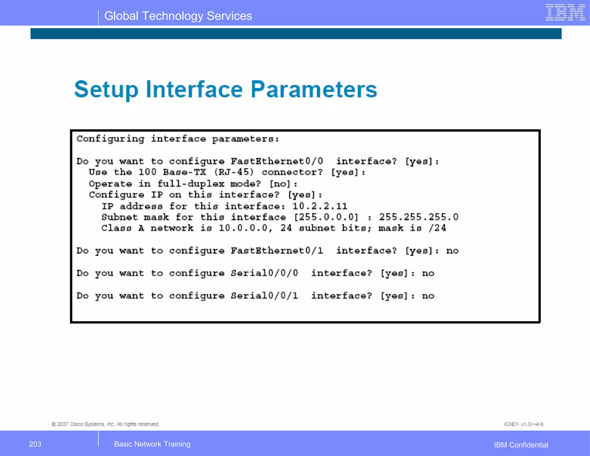 Global Technology Services
IBM ConfidentialBasic Network Training203
 