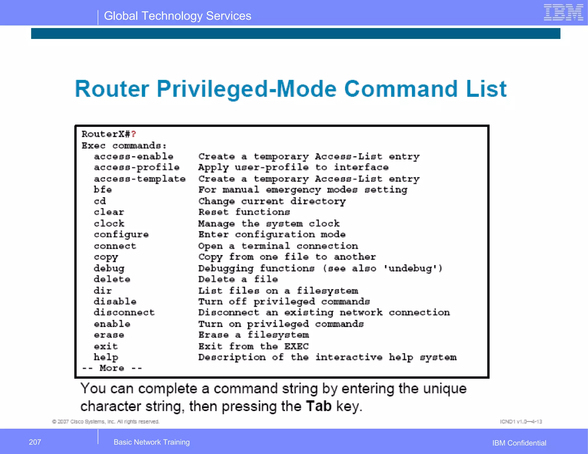 Global Technology Services
IBM ConfidentialBasic Network Training207
 