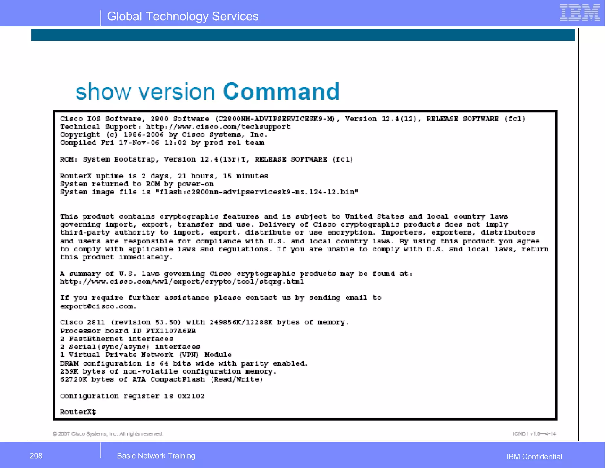 Global Technology Services
IBM ConfidentialBasic Network Training208
 