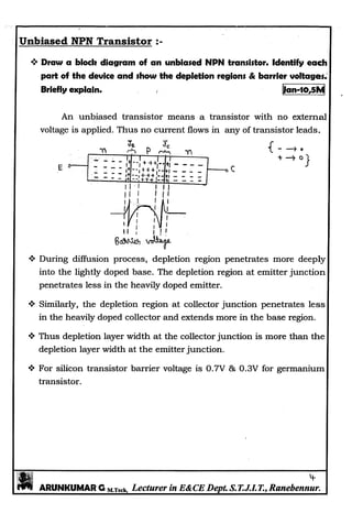 Basic Electronics Notes written by Arun Kumar G, Associate Professor, Dept. of E&C, STJIT, Ranebennur, Karnataka, INDIA. Slide 93