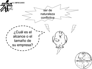 SER
HUMANO
ser de
naturaleza
conflictiva
¿Cuál es el
alcance o el
tamaño de
su empresa?
 