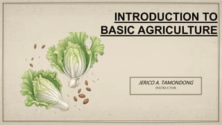 INTRODUCTION TO
BASIC AGRICULTURE
JERICO A. TAMONDONG
INSTRUCTOR
 