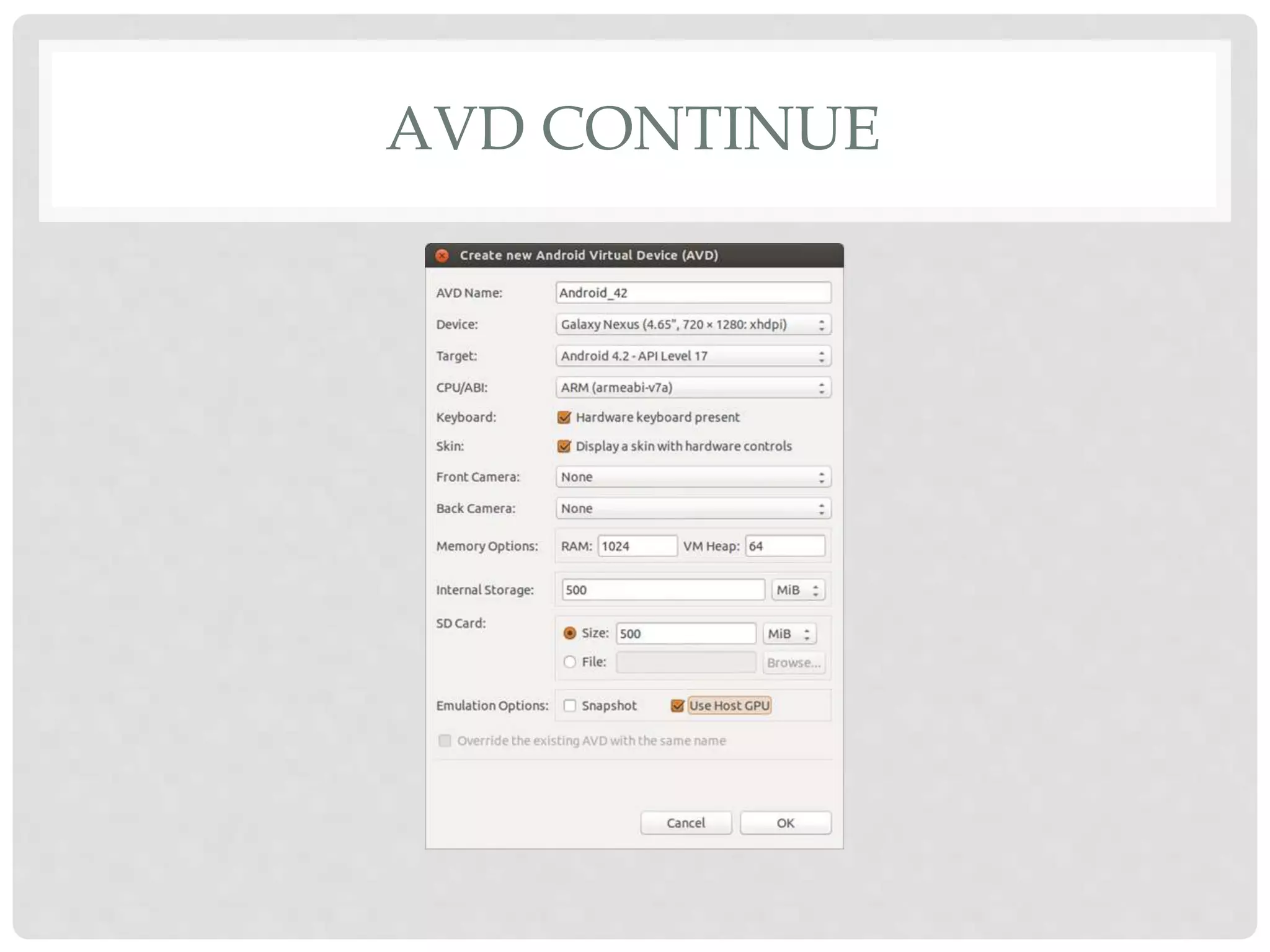 AVD CONTINUE 
 