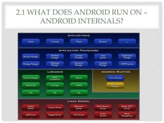 2.1 WHAT DOES ANDROID RUN ON – 
ANDROID INTERNALS? 
 