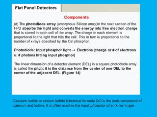 Caesium iodide or cesium iodide (chemical formula CsI) is the ionic compound of
caesium and iodine. It is often used as the input phosphor of an X-ray image
 