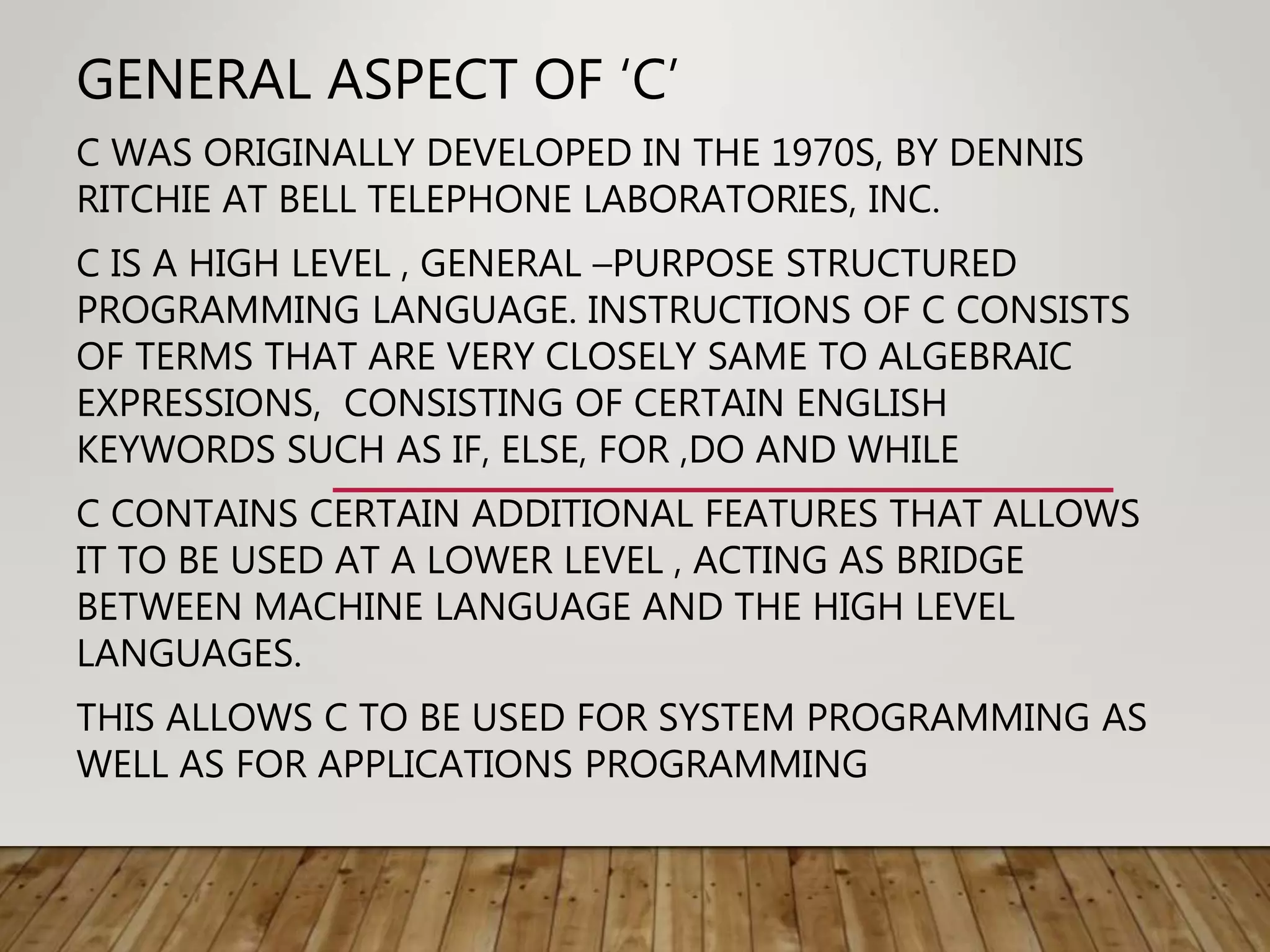 Basic of c language | PPT | Programming Languages | Computing