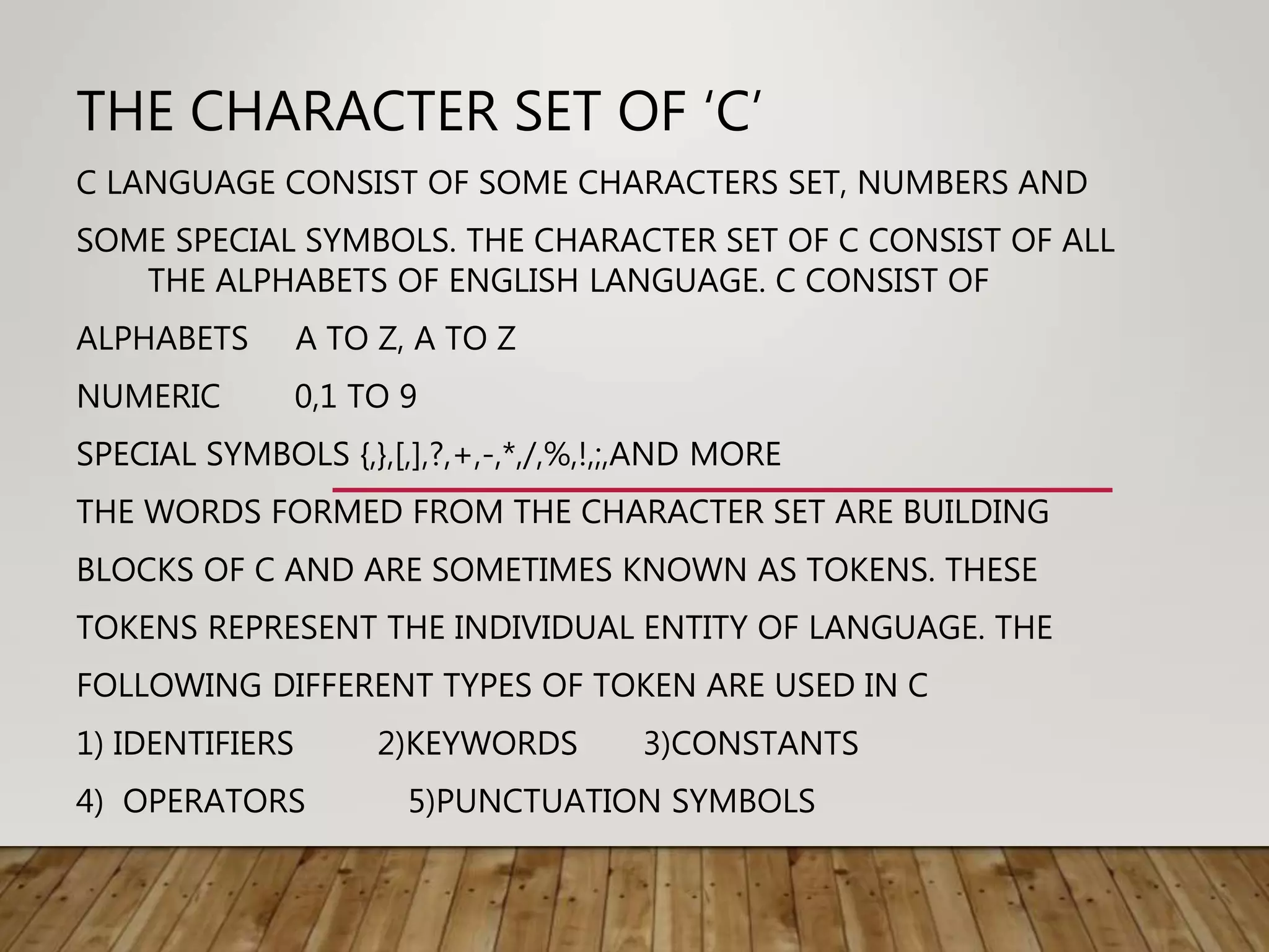 Basic of c language | PPT | Programming Languages | Computing